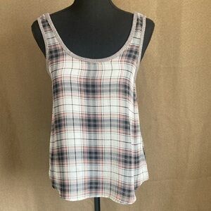 Mudd Sheer Gray White and Pink Tank Top Size Small